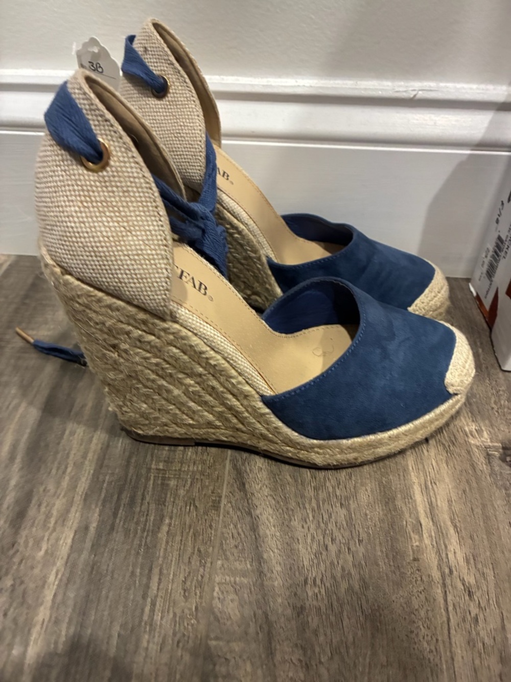 JustFab Navy Blue Espadrille Wedge Sandals